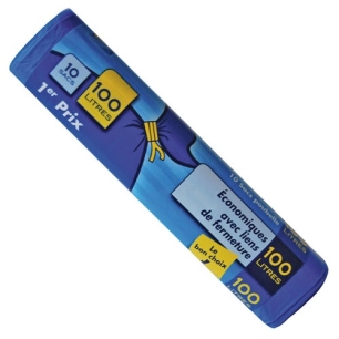 Lot de 10 Sacs Poubelle Economiques 100 L 18 microns Bleus - ELBE