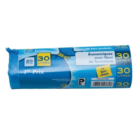Lot de 20 Sacs Poubelle Economiques 30 L 12 microns Bleus - ELBE
