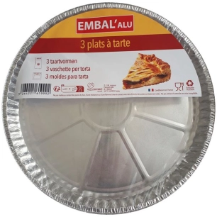 Plat a tarte aluminium 247mm lot de 3 - EMBAL'ALU