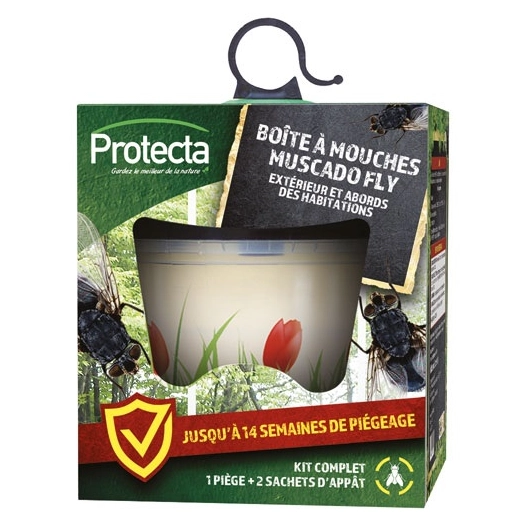 Boîte à mouches écologique avec 3 appâts - PROTECTA