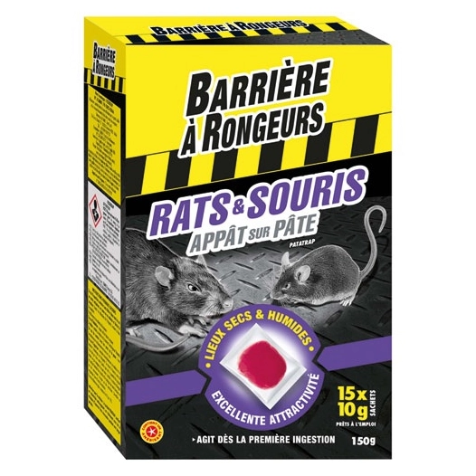 Rats souris appât sur pâte 150g /nc - BARRIERE A RONGEURS