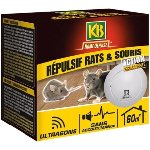 Répulsif rats et souris ultrasons 60m² /nc - KB HOME DEFENSE