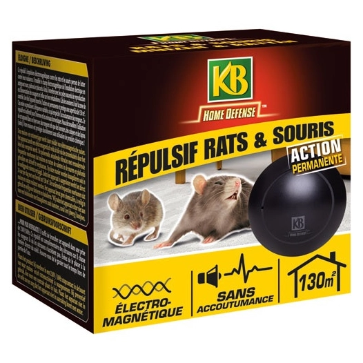 Répulsif rats et souris électromagnétique 130m² /nc - KB HOME DEFENSE