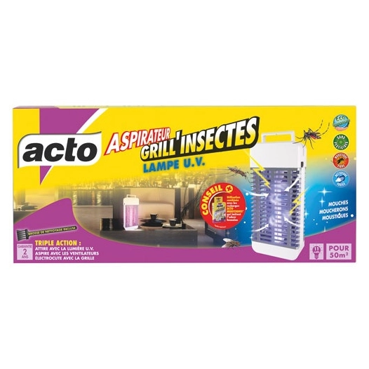 Grill insectes à aspirateur et lampe UV 50 m² - ACTO