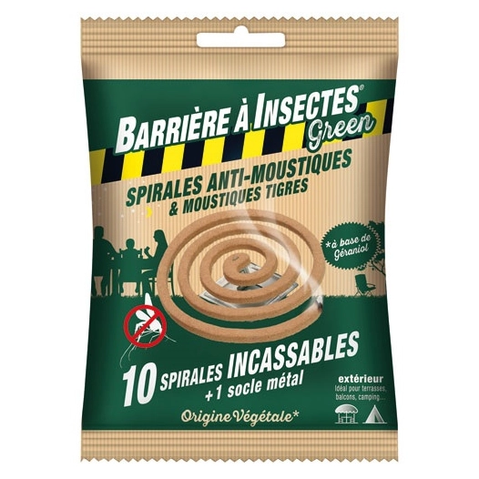 Spirales anti moustiques à base de géraniol sachet de 10 /nc - BARRIERE A INSECTES