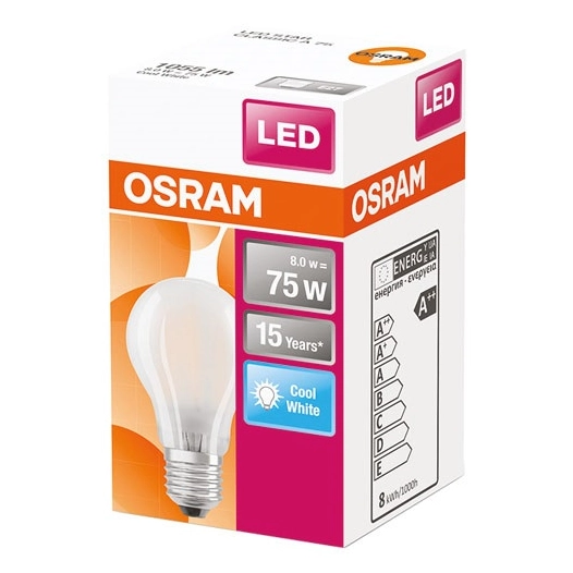 Ampoule led standard verre depoli 8W75 E27 froid - OSRAM