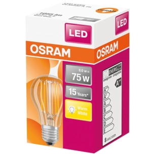 Ampoule led standard claire filament 8W75 E27 chaud - OSRAM