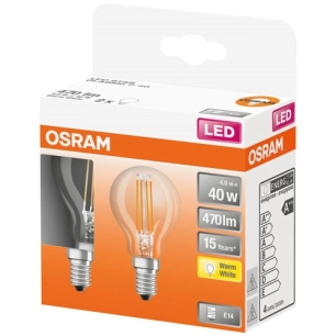 Led sphérique verre clair 4w e14 chaud boite de 2 - OSRAM