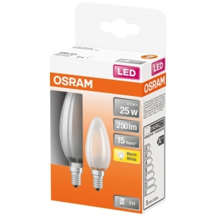Led flamme verre dépoli 2.5w e14 chaud boite 2 - OSRAM