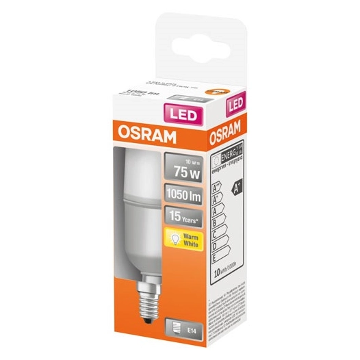 Led stick dépoli avec radiateur 10w e14 chaud boite 1 - OSRAM