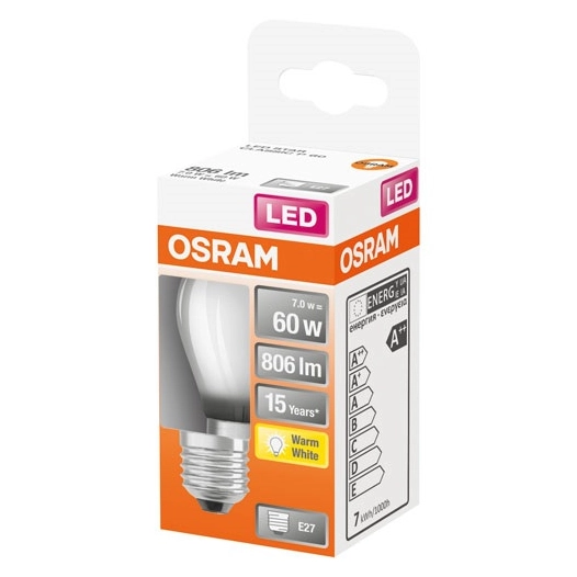 Led sphérique verre dépoli 7w e27 chaud bte 1 - OSRAM
