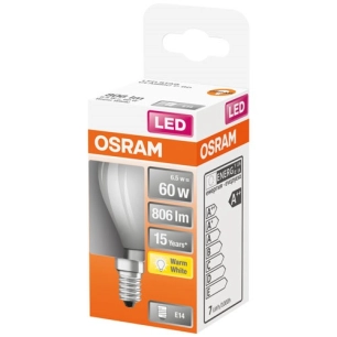 Led sphérique verre dépoli 6.5w e14 chaud bte 1 - OSRAM