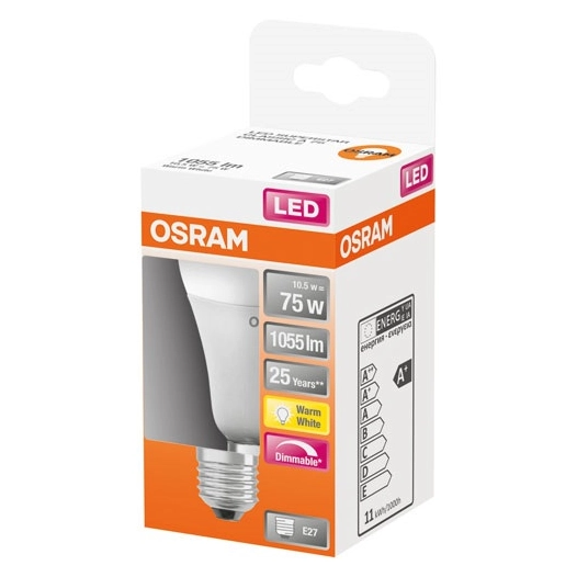 Led standard dépolie radiateur variable 10.5w e27 ch bte 1 - OSRAM