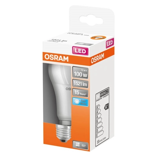 Led standard dépolie avec radiateur 13w e27 froid boite 1 - OSRAM