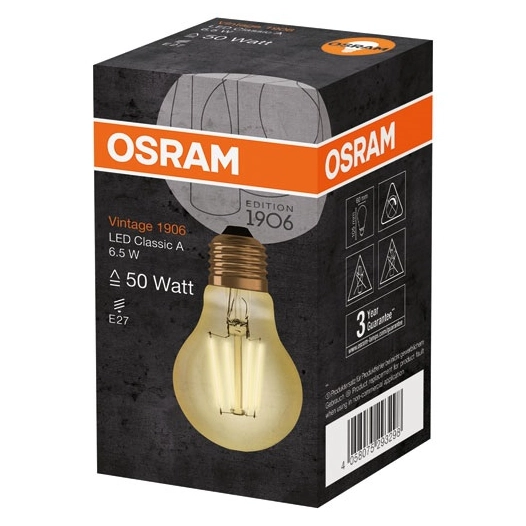LED Standard Ed.1906 clair filament or 65w éq 51 E27 chaud - OSRAM