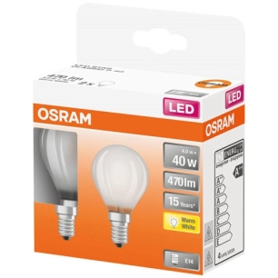 Led sphérique verre dépoli 4w e14 chaud boite de 2 - OSRAM