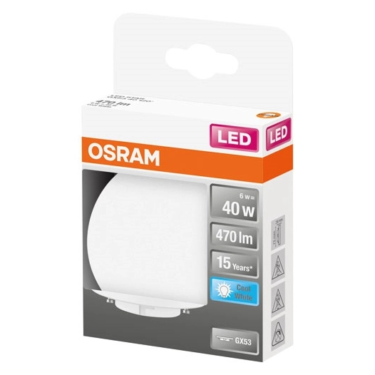 Led verre dépoli 6w gx53 froid boite 1 - OSRAM