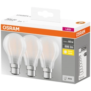 Led standard full glass 7W B22 blanc chaud boite de 3 - OSRAM