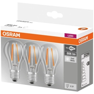 Led standard 7W E27 x 3 blanc froid - boîte - OSRAM