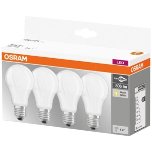 Ampoule Led dépolie de 8,5 W équivalent 60 W E27 chaud - Lot de 4 - OSRAM