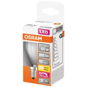 Led sphérique verre dépoli variable 6.5w e14 chaud bte 1 - OSRAM