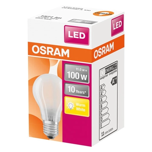 Ampoule Led dépolie de 11 W équivalent 100 W E27 Chaud - OSRAM