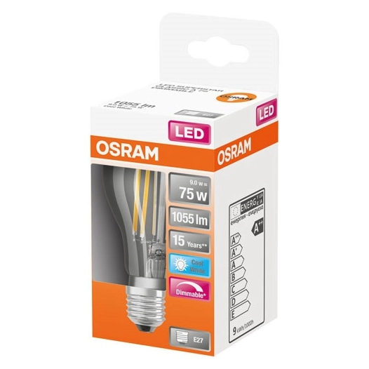 Led standard clair filament variable 9w e27 froid boite 1 - OSRAM