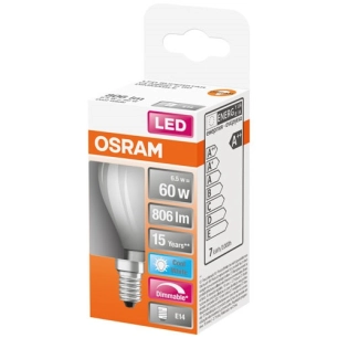 Led sphérique verre dépoli variable 6.5w e14 froid boite 1 - OSRAM