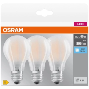 Led standard clair e27 6.5w 806 lm 4000k blanc froid x3 - OSRAM