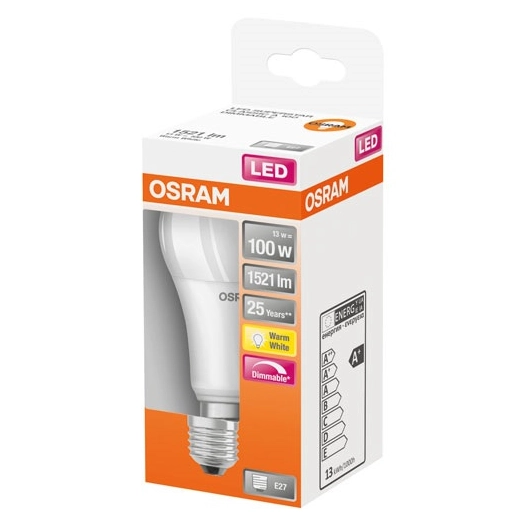 Led standard dépolie radiateur variable 13w e27 chd bte 1 - OSRAM