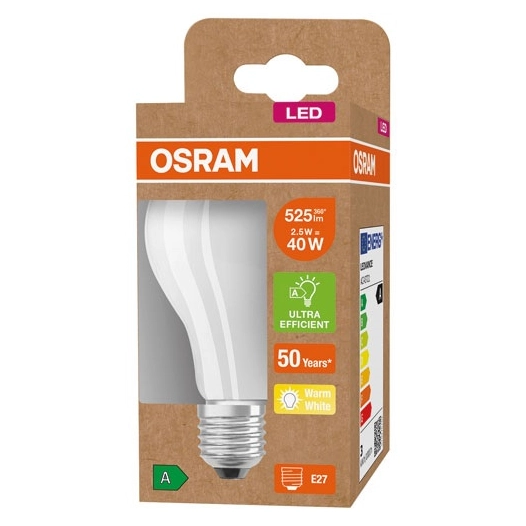 Led standard verre dépoli 2.5w e27 blanc chaud - OSRAM