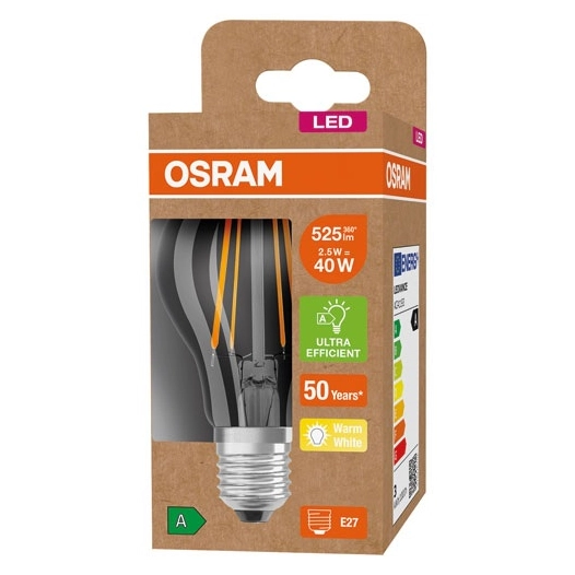 Led standard clair filament 2.5w e27 blanc chaud - OSRAM