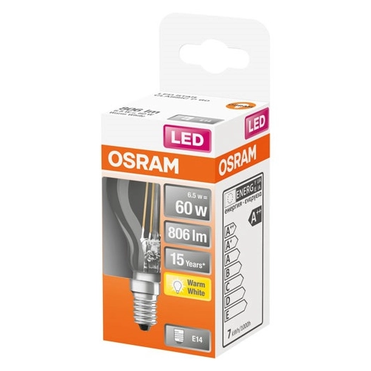 Led sphérique clair filament 6.5w e14 chaud bte 1 - OSRAM
