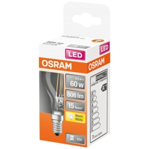 Led sphérique clair filament 6.5w e14 chaud bte 1 - OSRAM