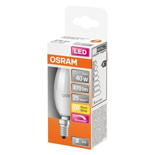 Led flamme dépolie + radiateur variable 5w e14 chd boite 1 - OSRAM