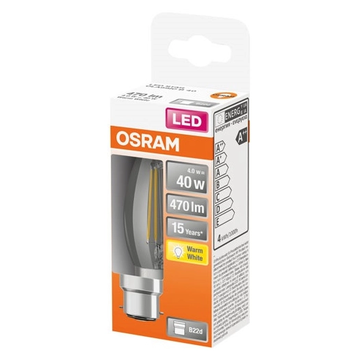 Led flamme clair filament 4w b22 chaud bte 1 - OSRAM