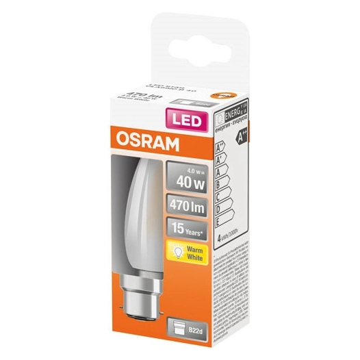 Led flamme verre dépoli 4w b22 chaud bte 1 - OSRAM