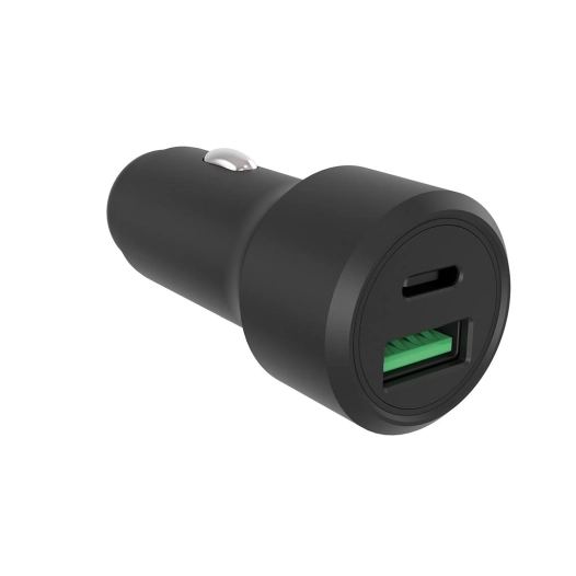 chargeur usb pour voiture - boîtier en aluminium - 2 sorties - usb-a & usb-c - 38w