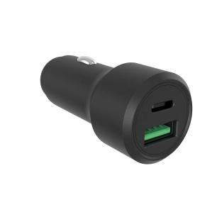 chargeur usb pour voiture - boîtier en aluminium - 2 sorties - usb-a & usb-c - 38w