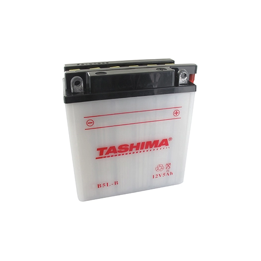 Batterie plomb TASHIMA renforcée 12V, 5A. L: 120, l: 60, H: 130mm, + à droite pour scooter, motos. (