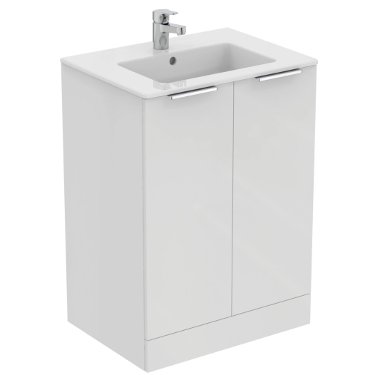 Meuble sous-plan et plan vasque Ulysse à poser 2 portes - 60 cm blanc brillant - Porcher