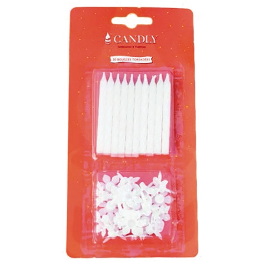 Bougies Anniversaire Blanches Blister de 20 - EUROBOUGIE