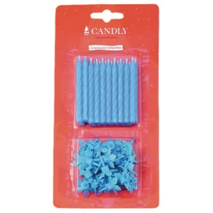 Bougies Anniversaire Bleues Blister de 20 - EUROBOUGIE