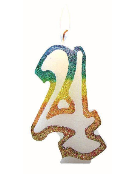 Bougie Chiffre 4 Arc-en-Ciel 8cm - EUROBOUGIE