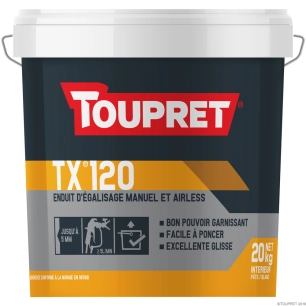 Enduit d'égalisage garnissant manuel et Ailress TX 120 en pâte 20kg - TOUPRET