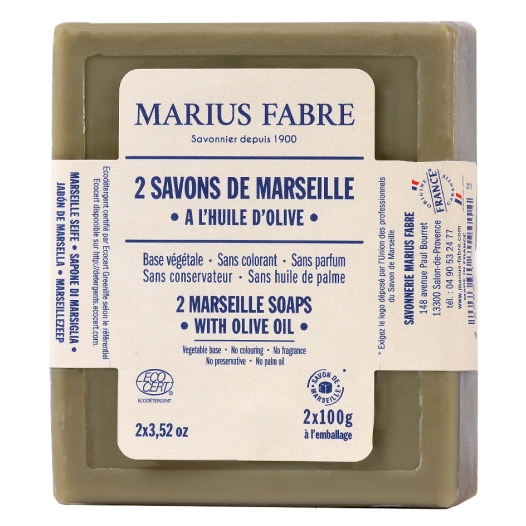 Savons de Marseille à L'huile D'olive 2x100g - MARIUS FABRE