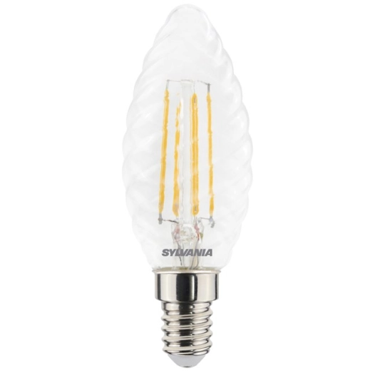 Ampoule LED Flamme Torsadée Filament 4,5W Clair E14 - SYLVANIA
