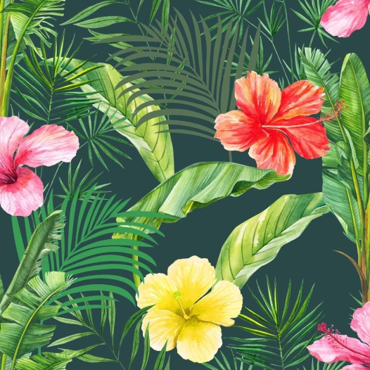 Toile Cirée Déco Hibis 140cmx20ml - ACCESS DECO