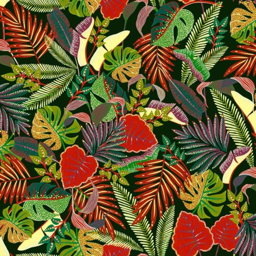 Toile Cirée Déco 140cm x 20ml Végétal Noir - ACCESS DECO