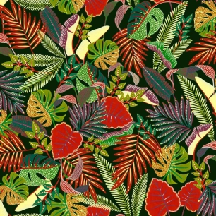 Toile Cirée Déco 140cm x 20ml Végétal Noir - ACCESS DECO